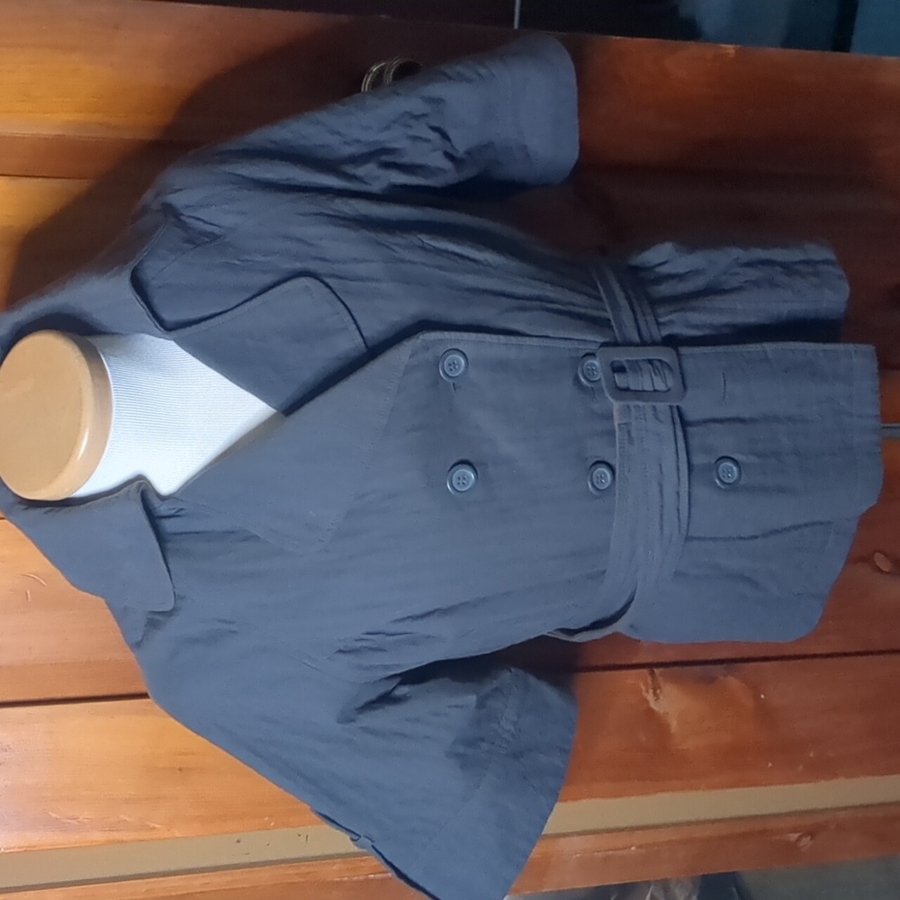 REVOLUTION* size 18 gray quilted 3/4 sleeve dbl breasted belted collared jacket